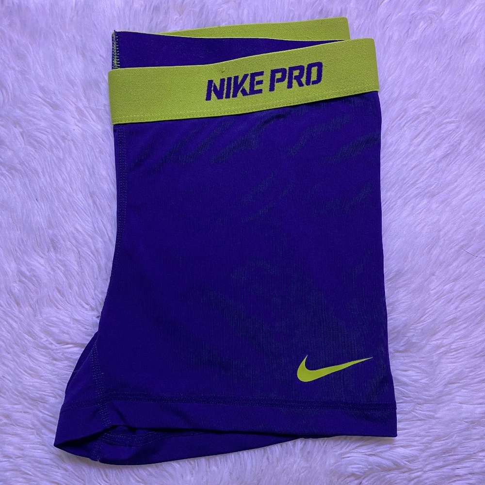 Nike Pro Compression Shorts Navy/Neon Green